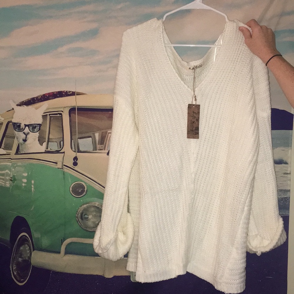 Cream over sized cozy sweater